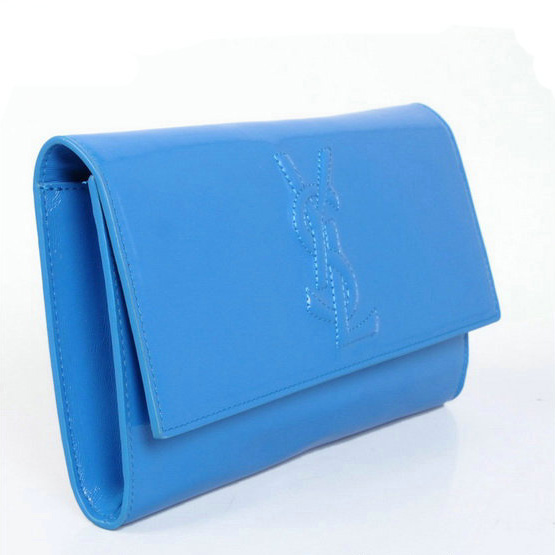 Yves Saint Laurent Belle De Jour Patent Leather Wallet 8223 Blue