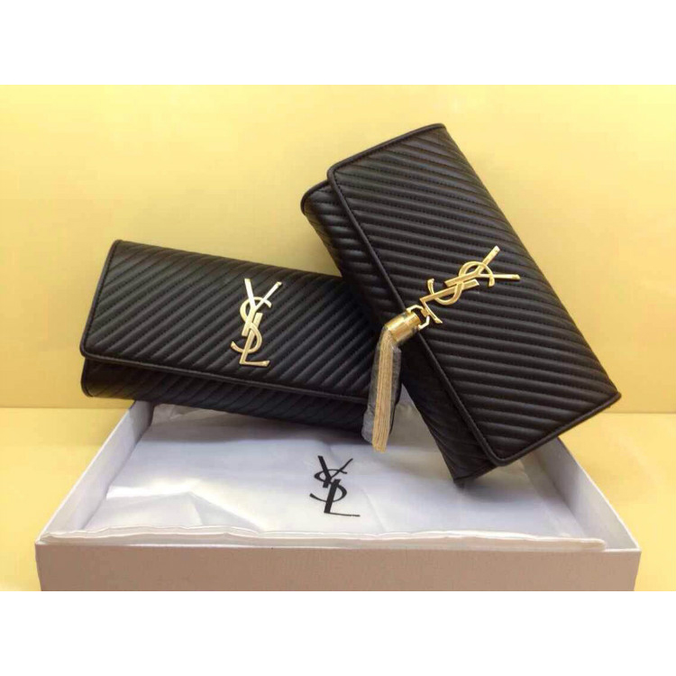 Yves Saint Laurent Classic Monogramme Tassel Clutch 311212 Black