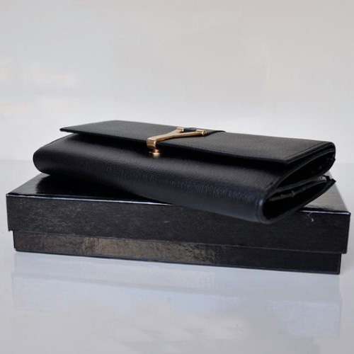 Yves Saint Laurent Large Y Line Flap Wallet 241175 Black