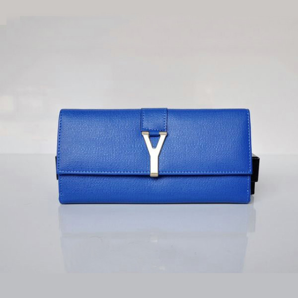 Yves Saint Laurent Large Y Line Flap Wallet 241175 Blue