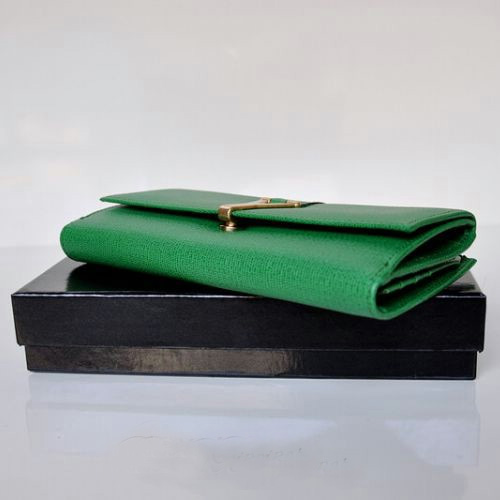 Yves Saint Laurent Large Y Line Flap Wallet 241175 Green