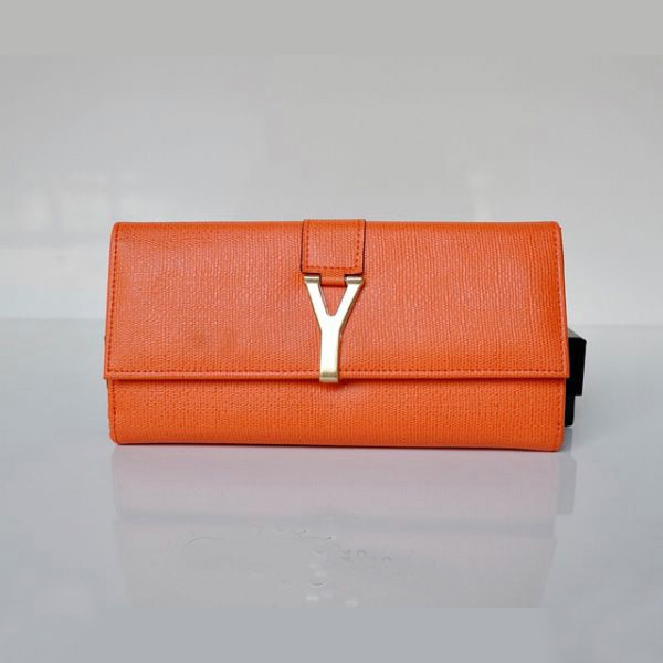 Yves Saint Laurent Large Y Line Flap Wallet 241175 Orange