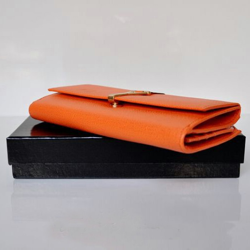 Yves Saint Laurent Large Y Line Flap Wallet 241175 Orange