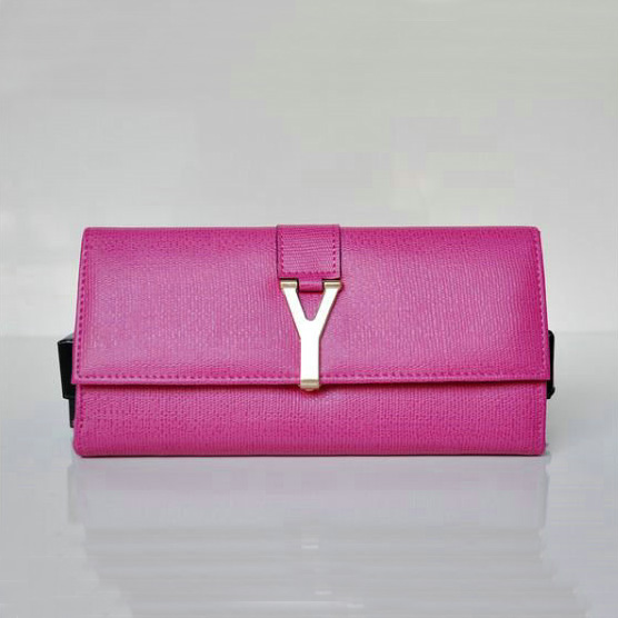 Yves Saint Laurent Large Y Line Flap Wallet 241175 Plum