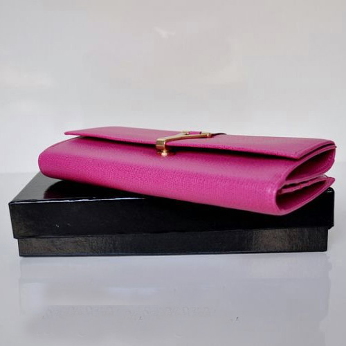 Yves Saint Laurent Large Y Line Flap Wallet 241175 Plum