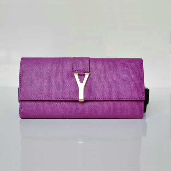 Yves Saint Laurent Large Y Line Flap Wallet 241175 Purple