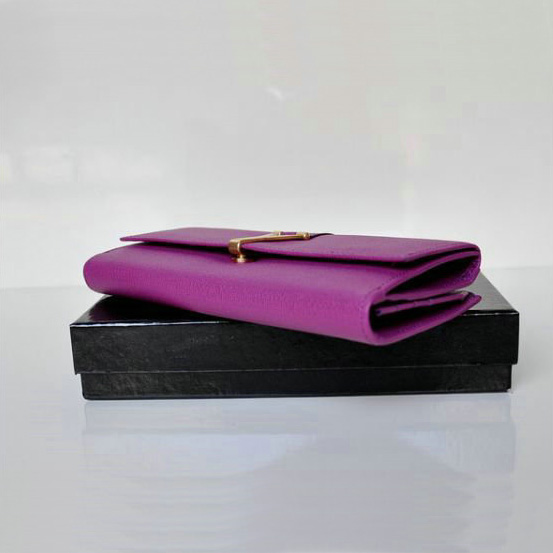 Yves Saint Laurent Large Y Line Flap Wallet 241175 Purple