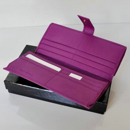 Yves Saint Laurent Large Y Line Flap Wallet 241175 Purple