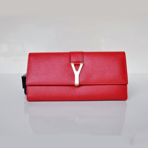 Yves Saint Laurent Large Y Line Flap Wallet 241175 Red