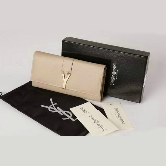 Yves Saint Laurent Large Y Line Flap Wallet Apricot