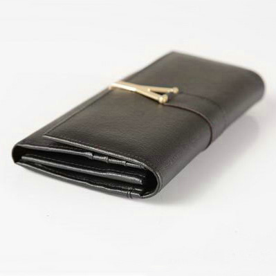 Yves Saint Laurent Large Y Line Flap Wallet Black