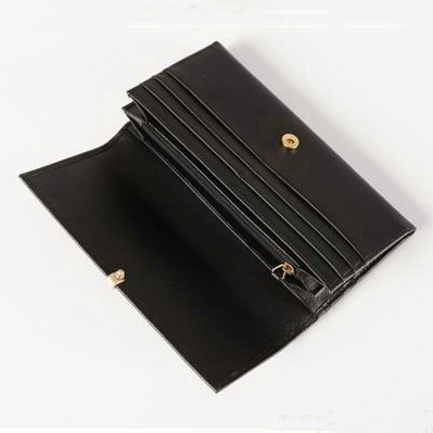 Yves Saint Laurent Large Y Line Flap Wallet Black