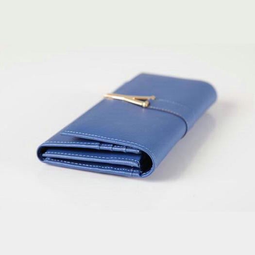 Yves Saint Laurent Large Y Line Flap Wallet Blue