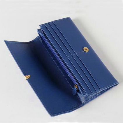 Yves Saint Laurent Large Y Line Flap Wallet Blue