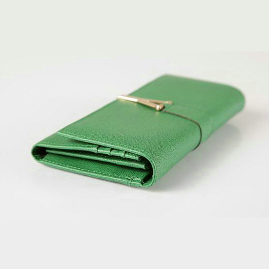 Yves Saint Laurent Large Y Line Flap Wallet Green