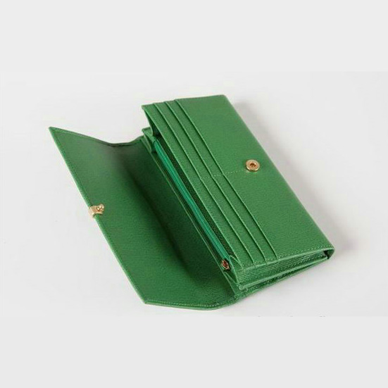 Yves Saint Laurent Large Y Line Flap Wallet Green