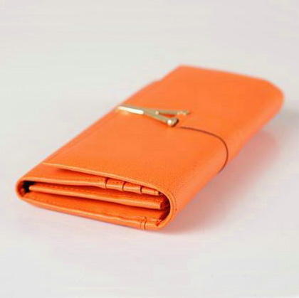 Yves Saint Laurent Large Y Line Flap Wallet Orange