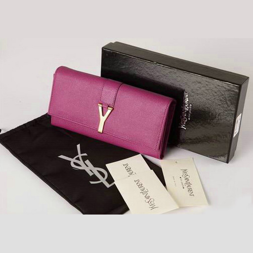 Yves Saint Laurent Large Y Line Flap Wallet Purple