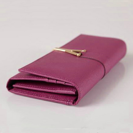 Yves Saint Laurent Large Y Line Flap Wallet Purple