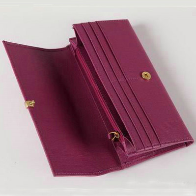 Yves Saint Laurent Large Y Line Flap Wallet Purple