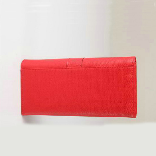 Yves Saint Laurent Large Y Line Flap Wallet Red