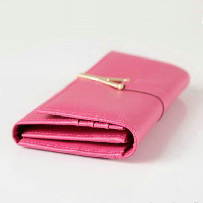 Yves Saint Laurent Large Y Line Flap Wallet Rosy