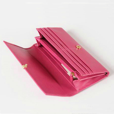 Yves Saint Laurent Large Y Line Flap Wallet Rosy