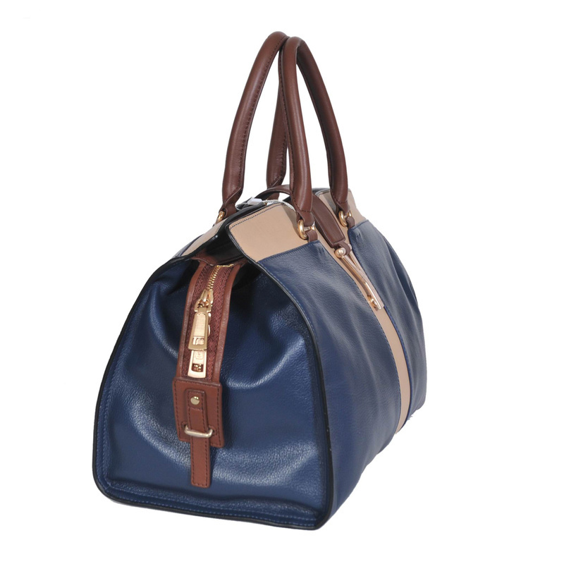 Yves Saint Laurent Medium Cabas Chyc Bag 8221 Royal blue with Apricot