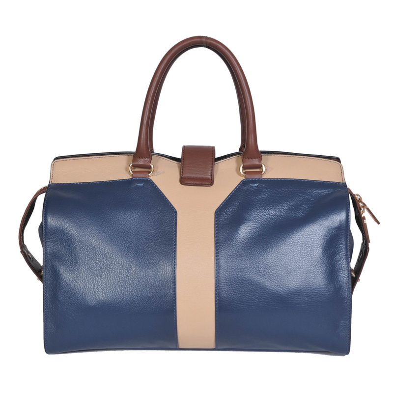 Yves Saint Laurent Medium Cabas Chyc Bag 8221 Royal blue with Apricot