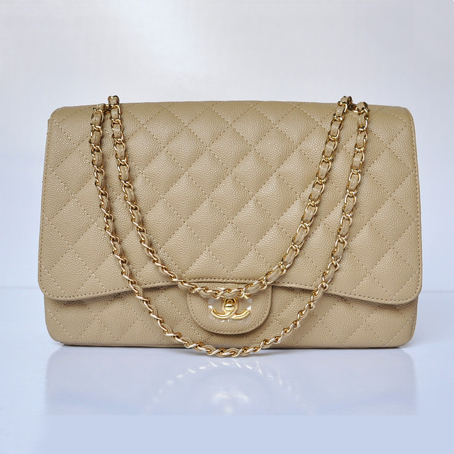 chanel A47600 Caviar Leather Jumbo Flap Bag in Apricot with Gold