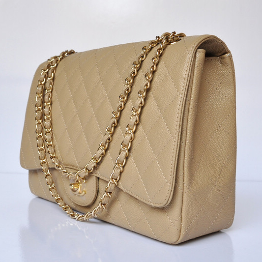 chanel A47600 Caviar Leather Jumbo Flap Bag in Apricot with Gold