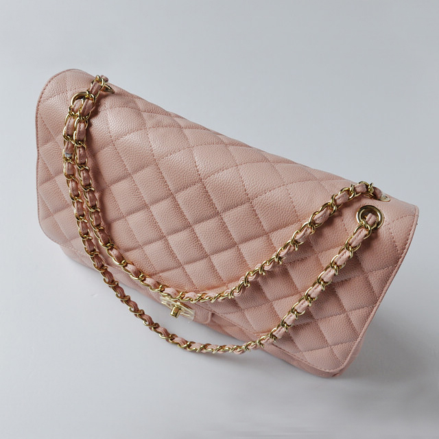 chanel A47600 Caviar Leather Jumbo Flap Bag in Pink with Gold