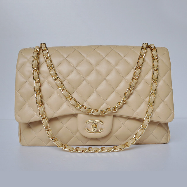 chanel A47600 Lambskin Leather Jumbo Flap Bag in Apricot with Gold