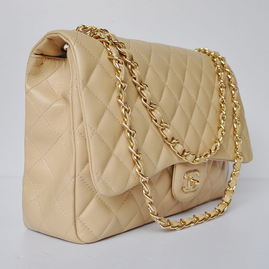 chanel A47600 Lambskin Leather Jumbo Flap Bag in Apricot with Gold