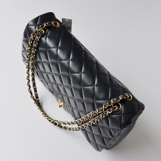 chanel A47600 Lambskin Leather Jumbo Flap Bag in Dark blue with Gold