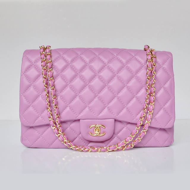 chanel A47600 Lambskin Leather Jumbo Flap Bag in Pink with Gold