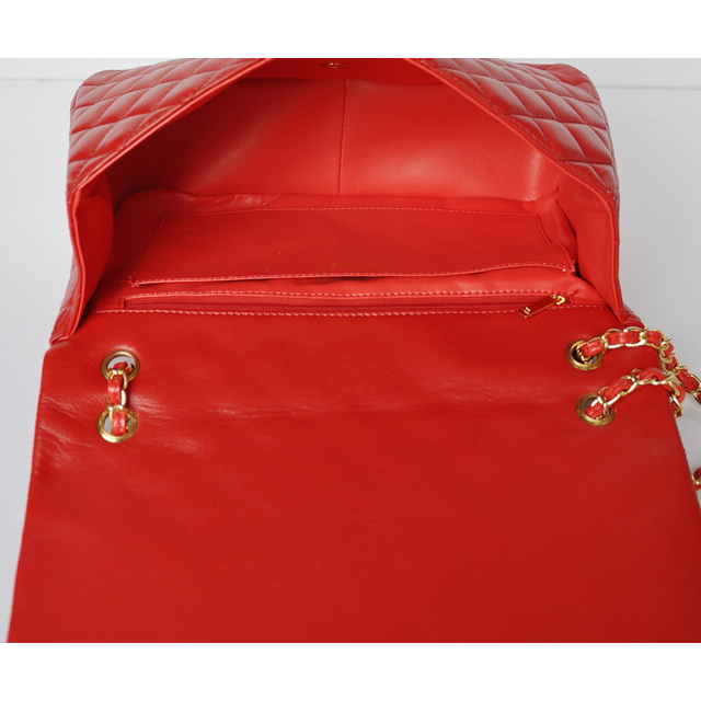 chanel A47600 Lambskin Leather Jumbo Flap Bag in Red with Gold