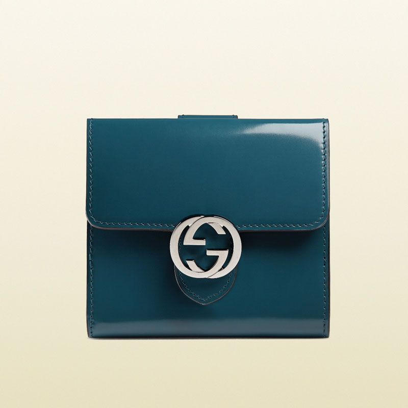 gucci icon polished leather french flap wallet