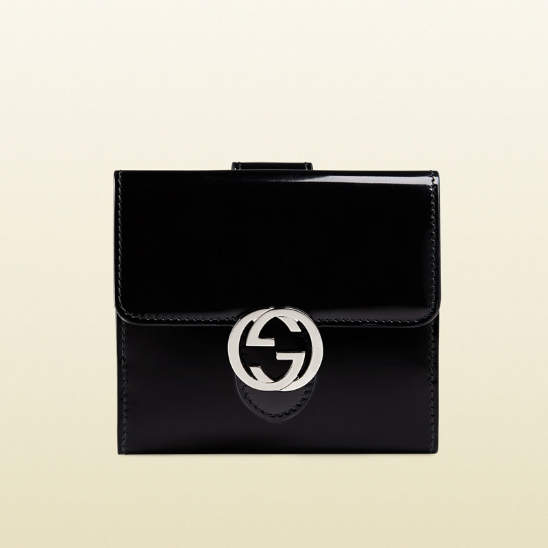 gucci icon polished leather french flap wallet