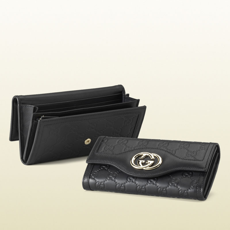 guccissima leather continental wallet