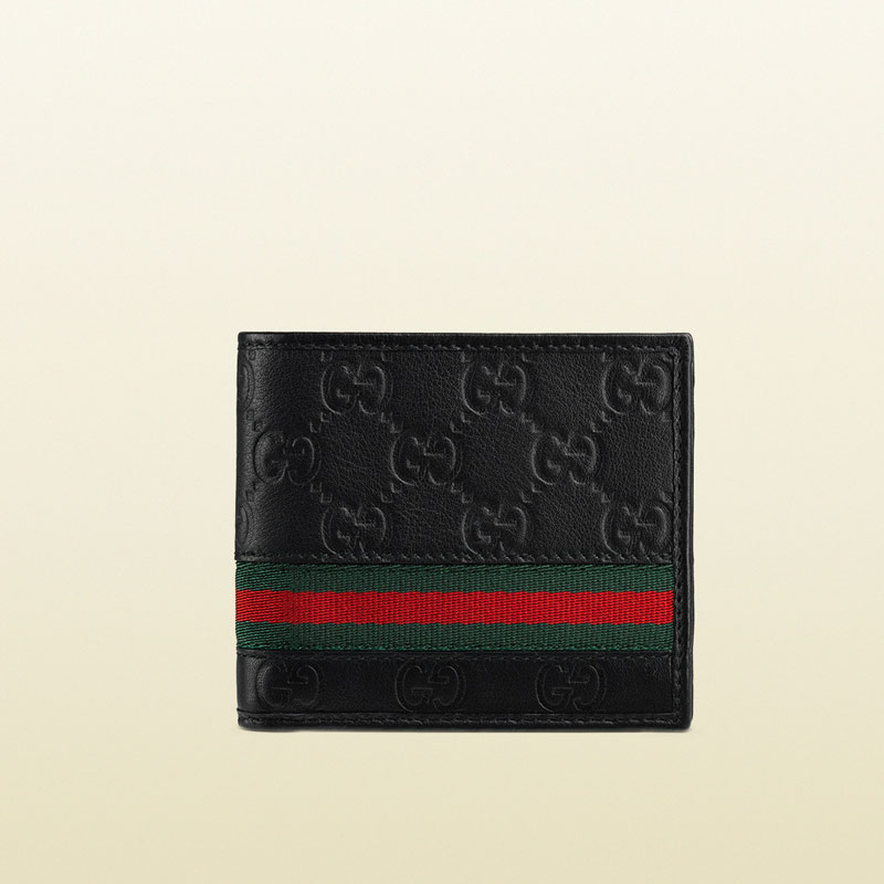 guccissima leather web bi-fold wallet 365491 A0VBR 1060