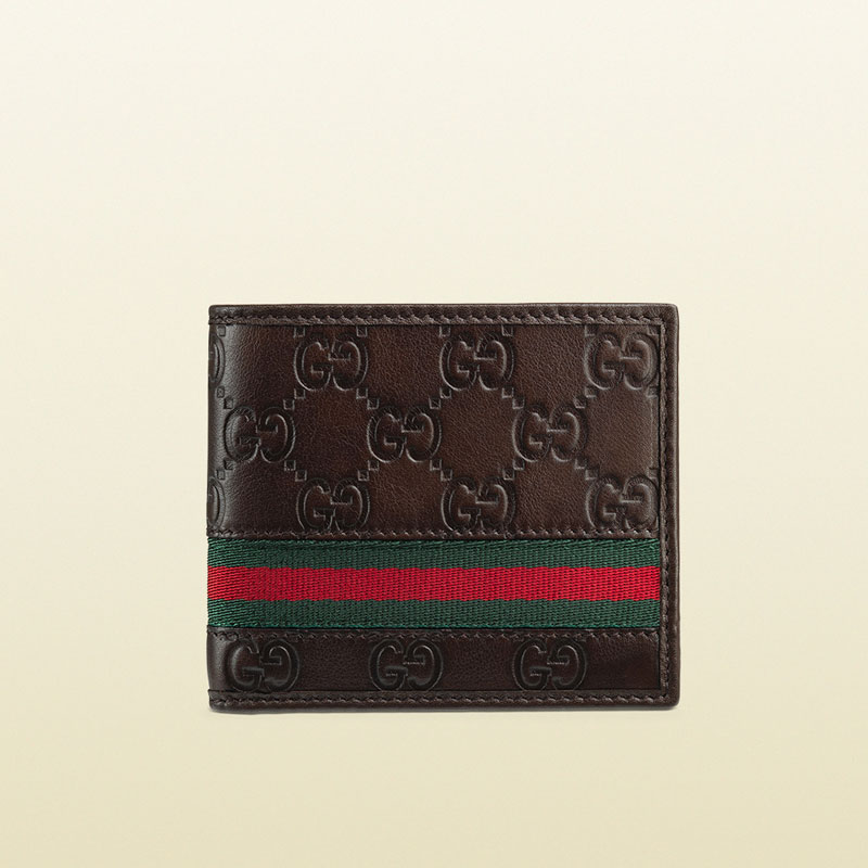 guccissima leather web bi-fold wallet 365491 A0VBR 2061