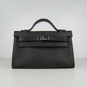 Hermes Kelly 22CM Cattle Neck Stripe Black