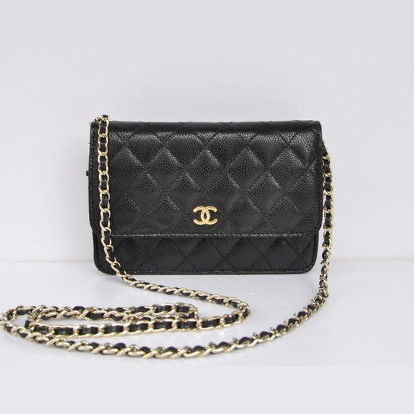 Chanel A33814 Black Grain Leather Flap Bag Gold