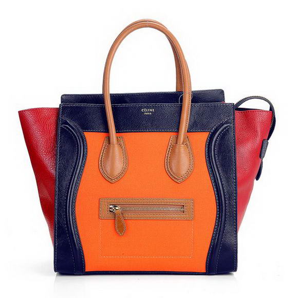 Celine Luggage Medium 1163984LBN in Orange Dlue Red