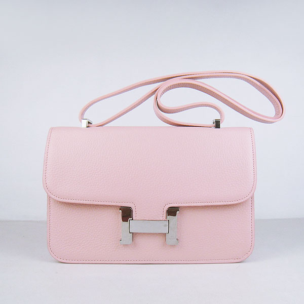 Hermes Constance Togo Leather Single Bag Pink Silver Hardware H020