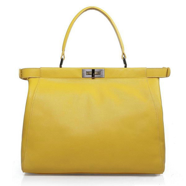 Fendi Peekaboo Bag Lemon Calfskin Leather F2292