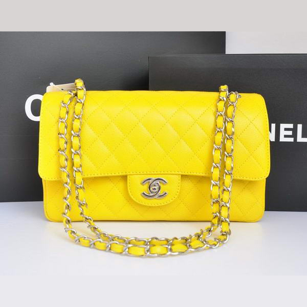 Chanel A1112 Flap Bag Original Caviar Leather Yellow