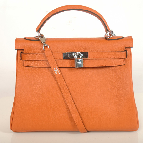 Hermes Kelly togo leather 32CM togo in Orange with Silver hardware