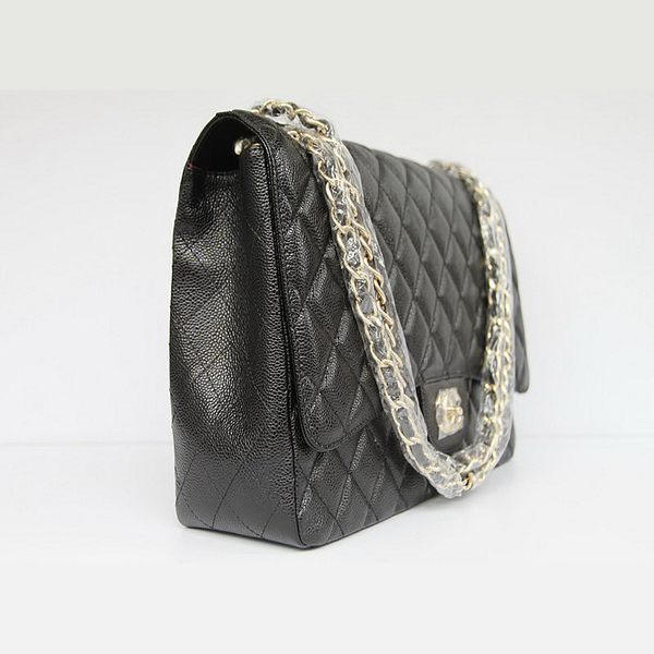 Chanel Flap Bag Quilted Black Caviar with Gold Chain 1116